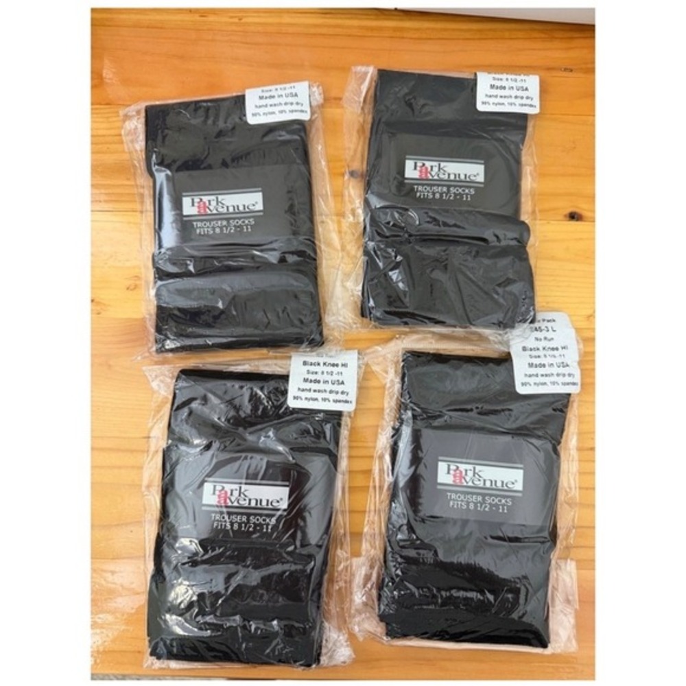 Park Avenue Knee-High Trouser Socks‎ – Black – 12 Pairs (4 Packs) – NWT